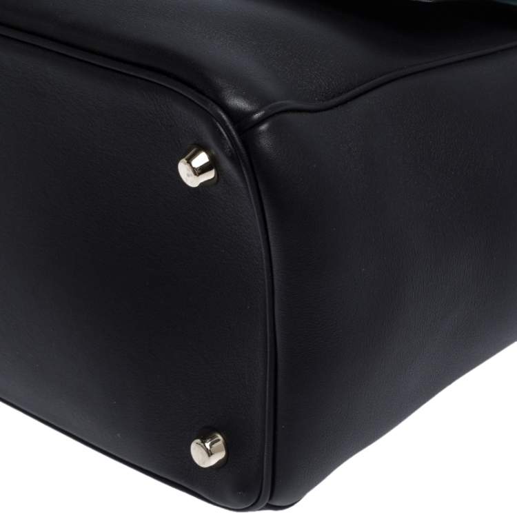 Pre Owned Dior Black Leather Large Be Dior Flap Top Handle Bag