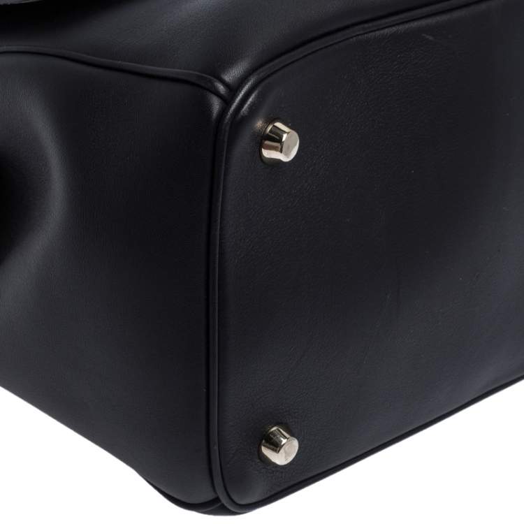 Pre Owned Dior Black Leather Large Be Dior Flap Top Handle Bag