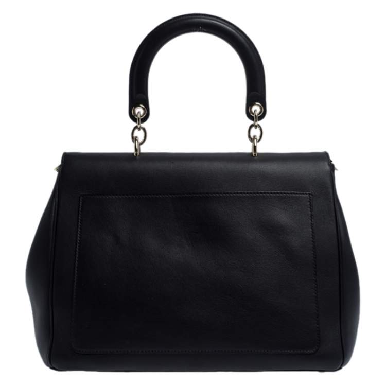 Pre Owned Dior Black Leather Large Be Dior Flap Top Handle Bag