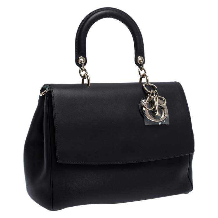 Pre Owned Dior Black Leather Large Be Dior Flap Top Handle Bag