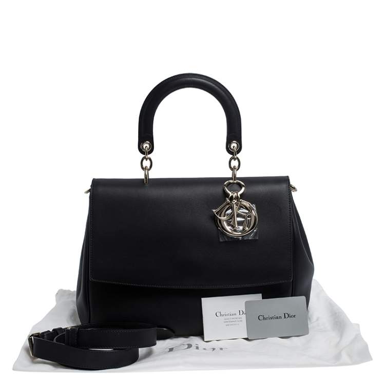 Pre Owned Dior Black Leather Large Be Dior Flap Top Handle Bag
