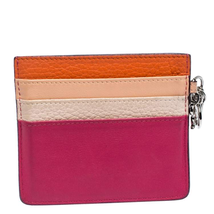 Pre Owned Dior Multicolor Leather Lady Dior Card Holder