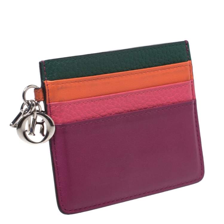 Pre Owned Dior Multicolor Leather Lady Dior Card Holder