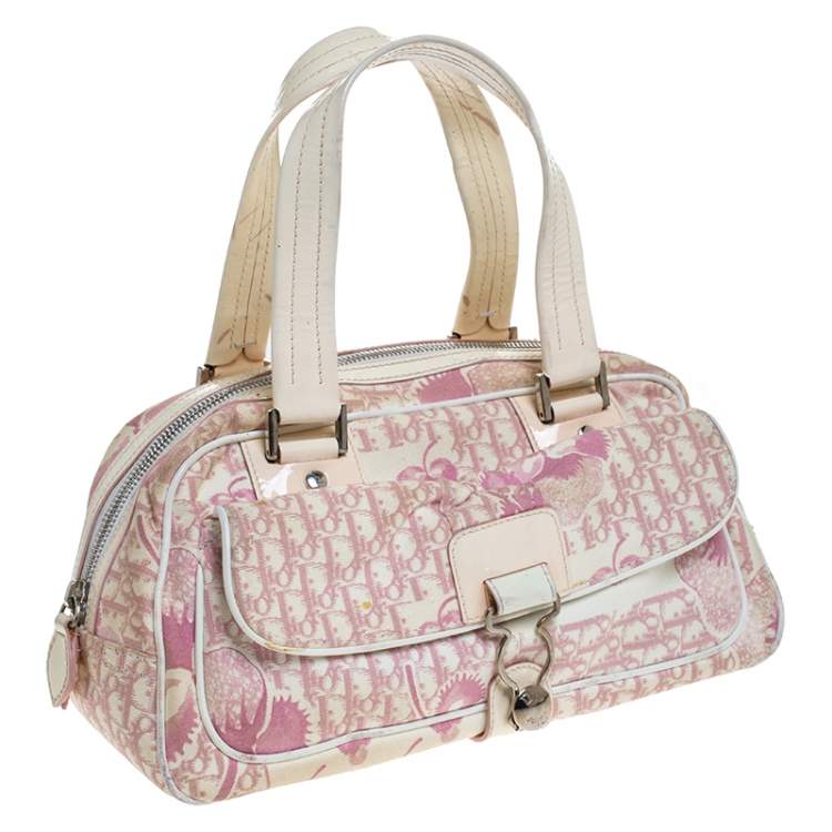 مملوكة مسبقًا Dior Pink/Off White Canvas  Romantique Satchel