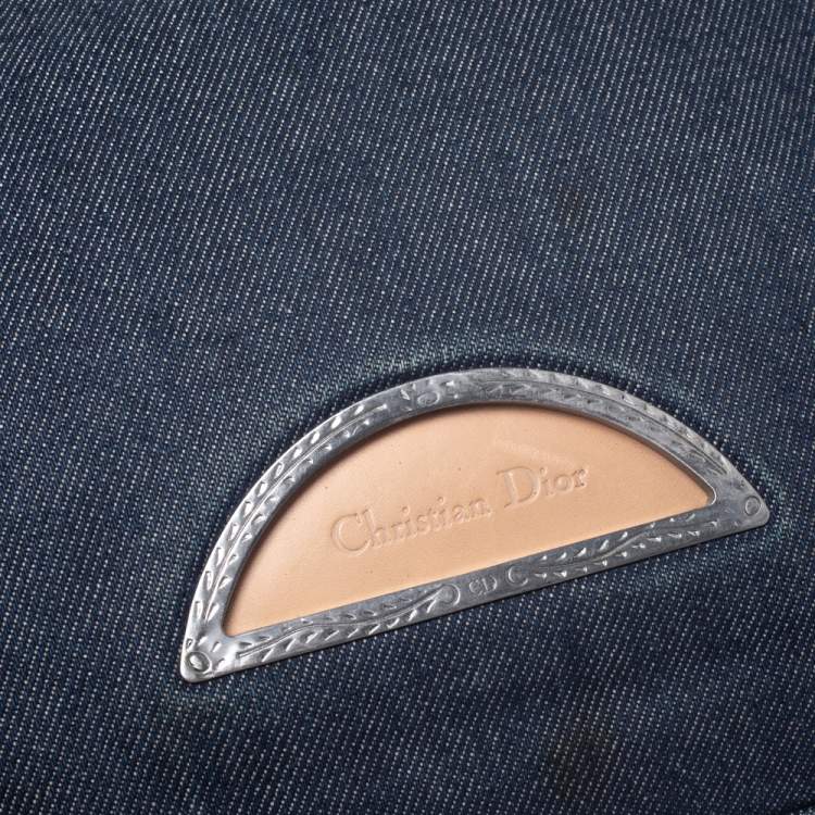 Pre Owned Dior Blue Denim and Leather Maris Pearl Tote