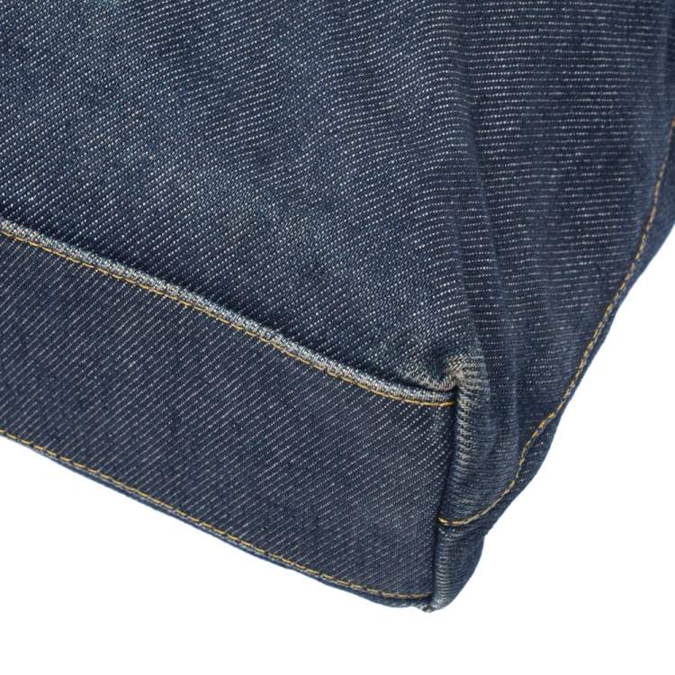 Pre Owned Dior Blue Denim and Leather Maris Pearl Tote