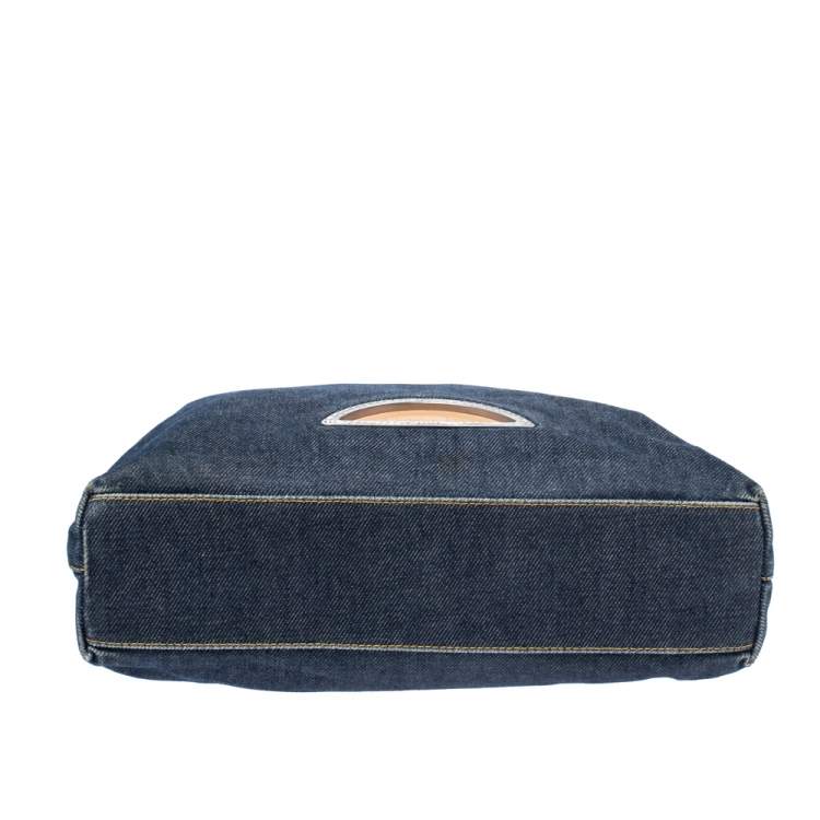 Pre Owned Dior Blue Denim and Leather Maris Pearl Tote