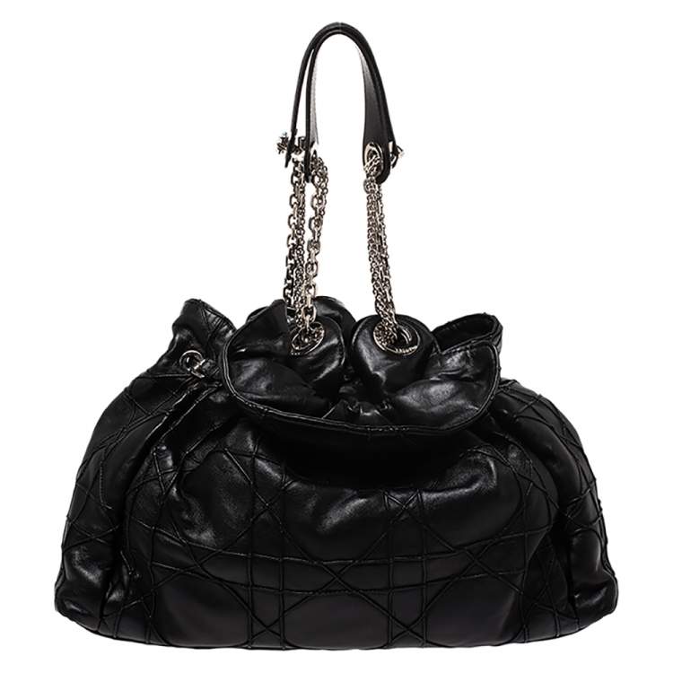 Pre Owned Dior Black Cannage Leather Le Trente Hobo