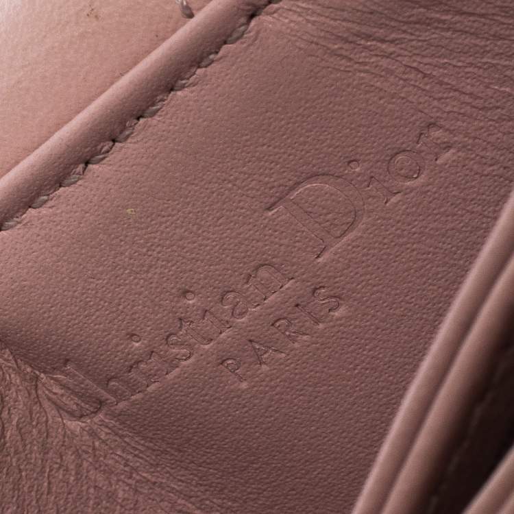 Pre Owned  Dior Pink Cannage Patent Leather Lady Dior Gusset Card Case 
