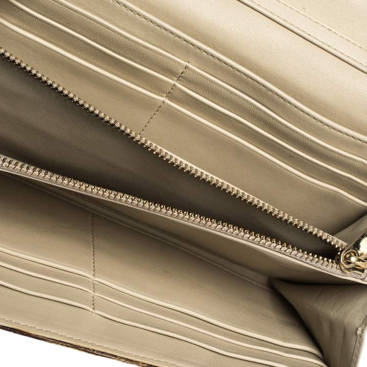 Pre Owned Dior Gold/Beige Python Wallet on Chain