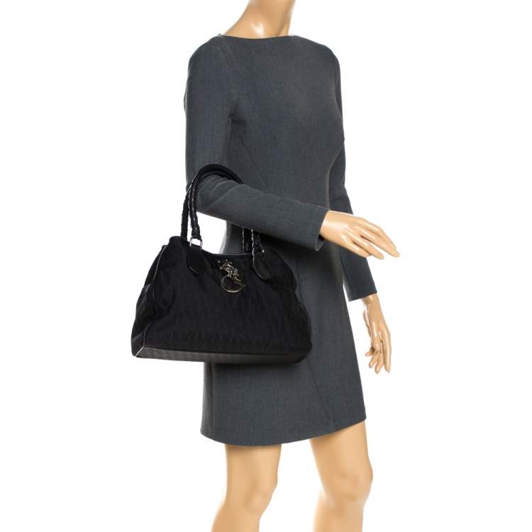 Pre Owned Dior Black Diorissimo Canvas and Leather Charming Satchel