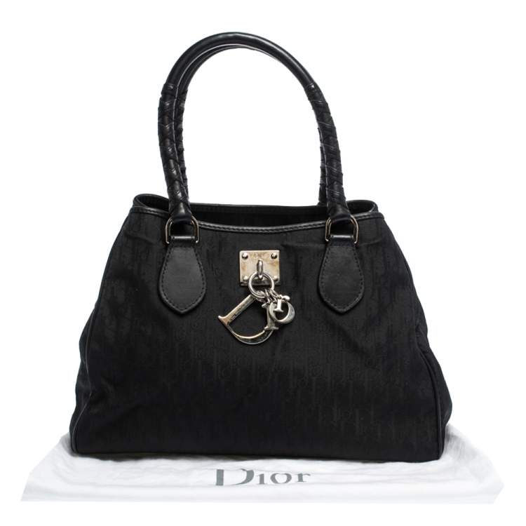 Pre Owned Dior Black Diorissimo Canvas and Leather Charming Satchel