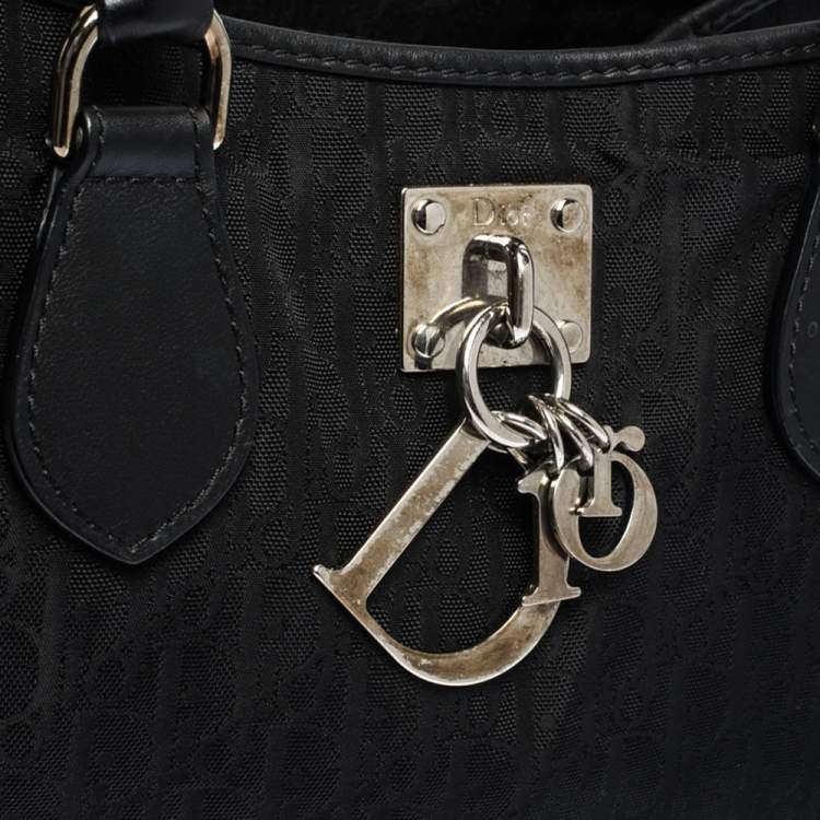 Pre Owned Dior Black Diorissimo Canvas and Leather Charming Satchel