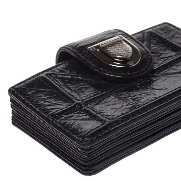 Pre Owned  Dior Navy Blue Patent Leather Diorama Gusset Card Holder