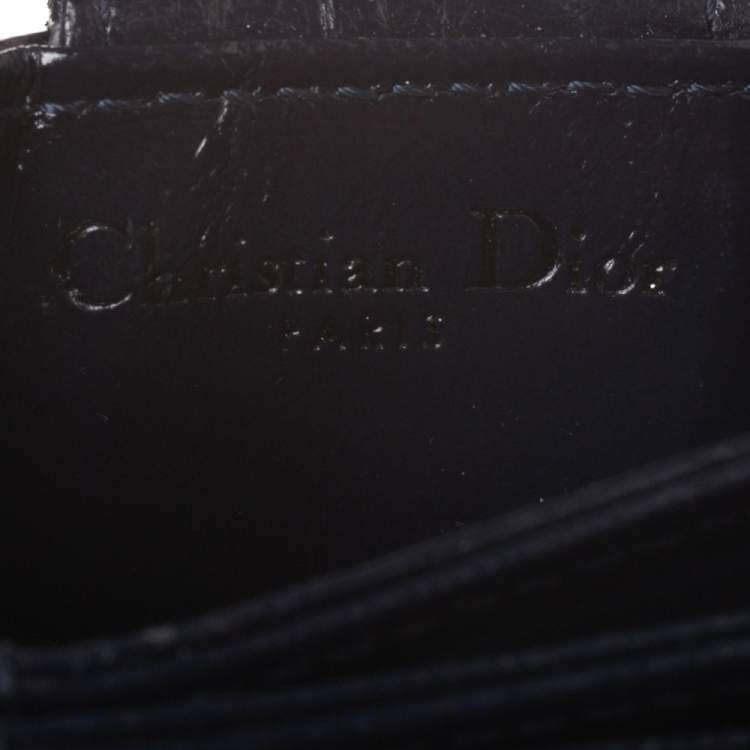 Pre Owned  Dior Navy Blue Patent Leather Diorama Gusset Card Holder