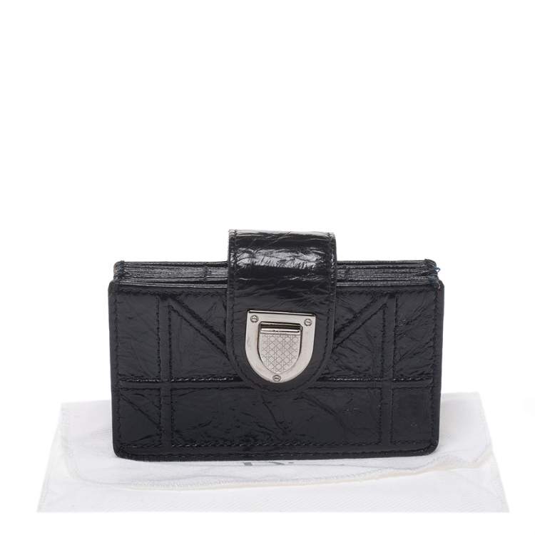 Pre Owned  Dior Navy Blue Patent Leather Diorama Gusset Card Holder