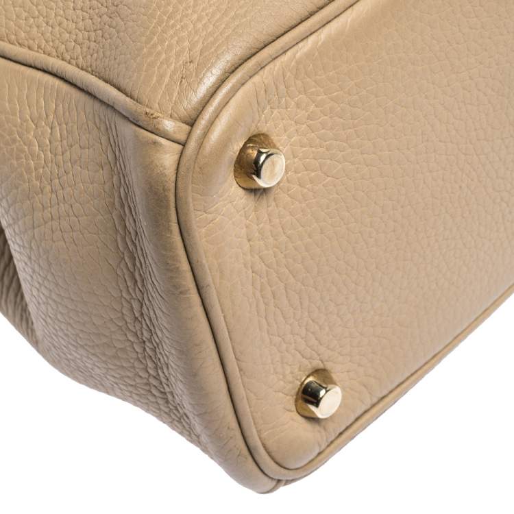 Pre Owned Dior Beige Leather Medium Diorissimo Shopper Tote