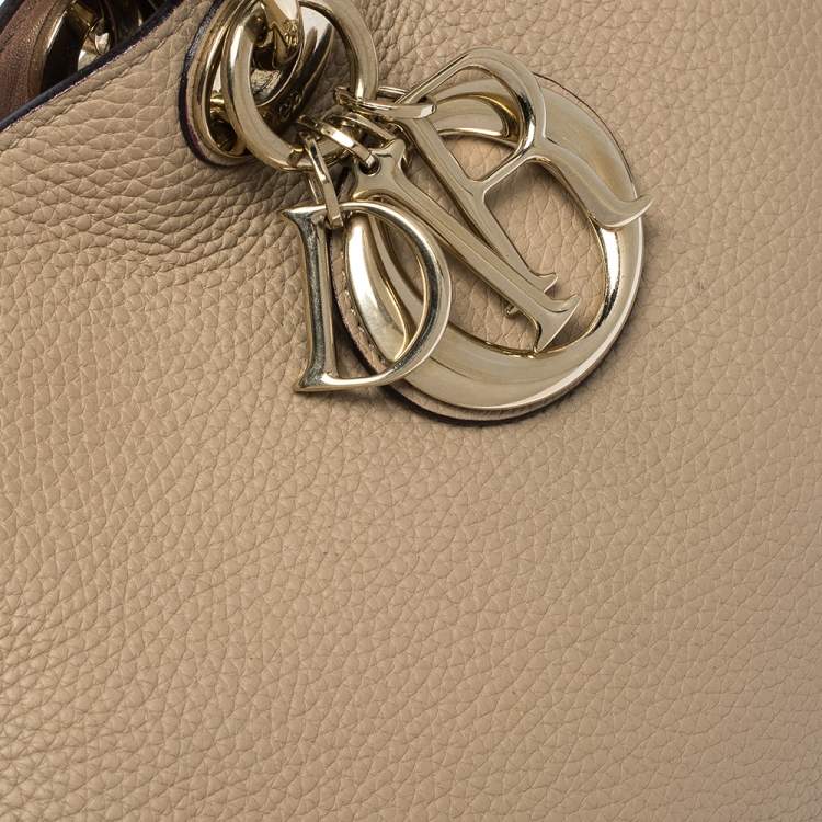 Pre Owned Dior Beige Leather Medium Diorissimo Shopper Tote