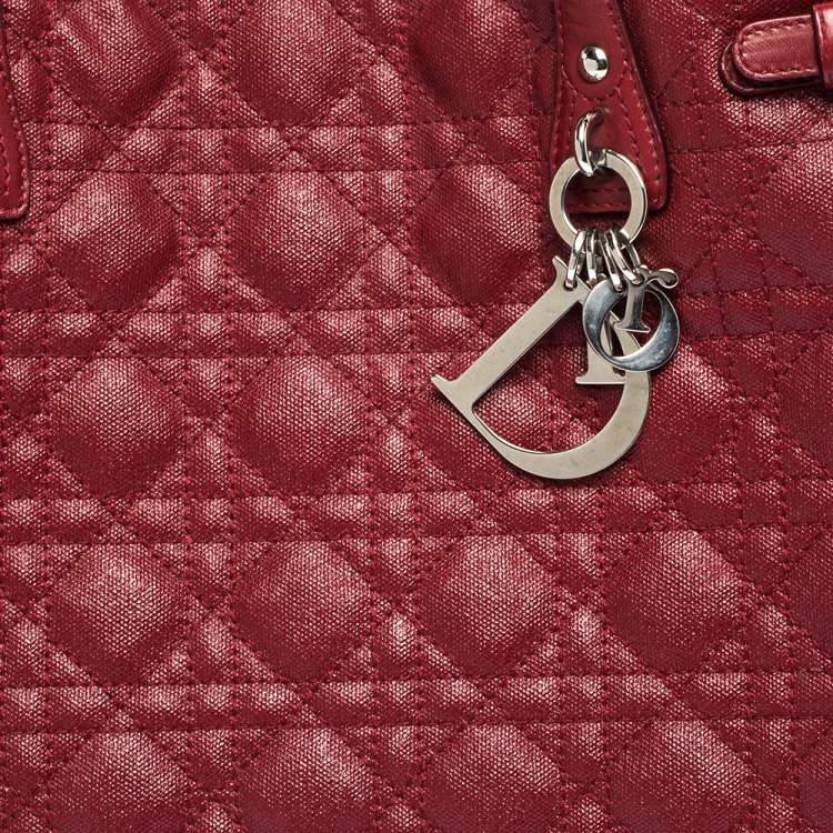 Pre Owned Dior Red Coated Canvas and Leather Medium Panarea Shopper Tote