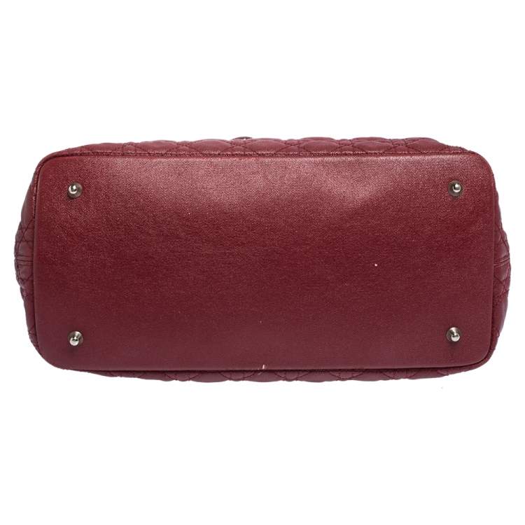 Pre Owned Dior Red Coated Canvas and Leather Medium Panarea Shopper Tote