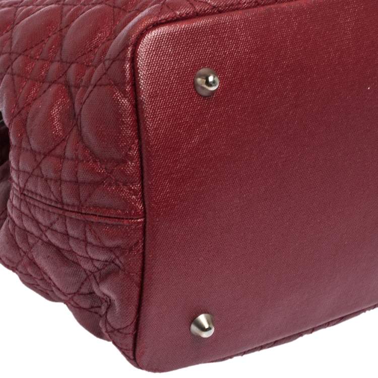 Pre Owned Dior Red Coated Canvas and Leather Medium Panarea Shopper Tote