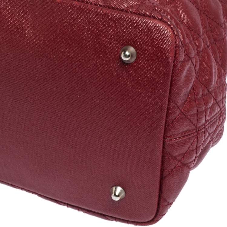 Pre Owned Dior Red Coated Canvas and Leather Medium Panarea Shopper Tote