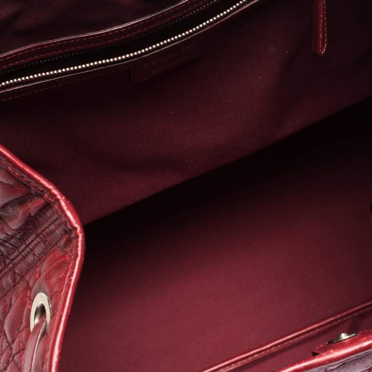 Pre Owned Dior Red Coated Canvas and Leather Medium Panarea Shopper Tote