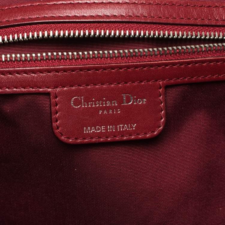 Pre Owned Dior Red Coated Canvas and Leather Medium Panarea Shopper Tote