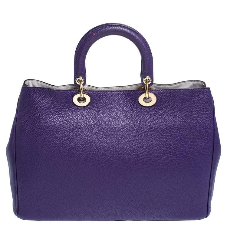 مملوكة مسبقًا Dior Purple Leather Large Diorissimo Shopper Tote