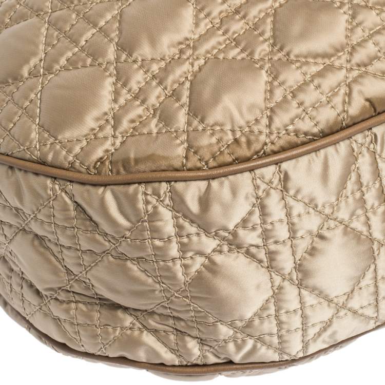 Pre Owned Dior Gold Cannage Satin and Leather Charming Hobo