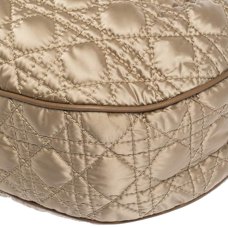 Pre Owned Dior Gold Cannage Satin and Leather Charming Hobo