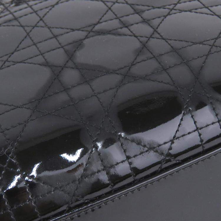 Pre Owned Dior Black Patent Leather Cannage Lady Dior Satchel Bag