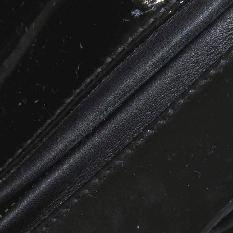 Pre Owned Dior Black Patent Leather Cannage Lady Dior Satchel Bag