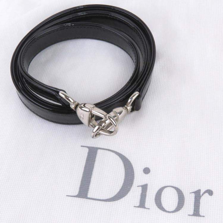 Pre Owned Dior Black Patent Leather Cannage Lady Dior Satchel Bag