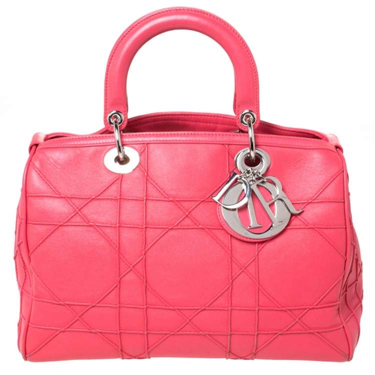 Dior Coral Pink Cannage Leather Granville Polochon Satchel Dior | The ...