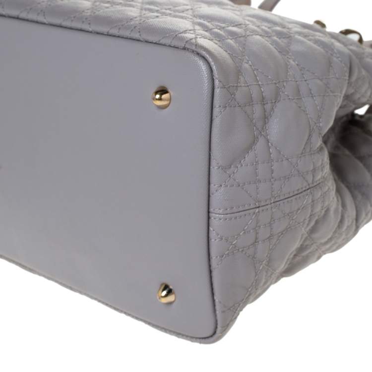 Pre Owned Dior Grey Coated Canvas and Leather Medium Panarea Shopper Tote