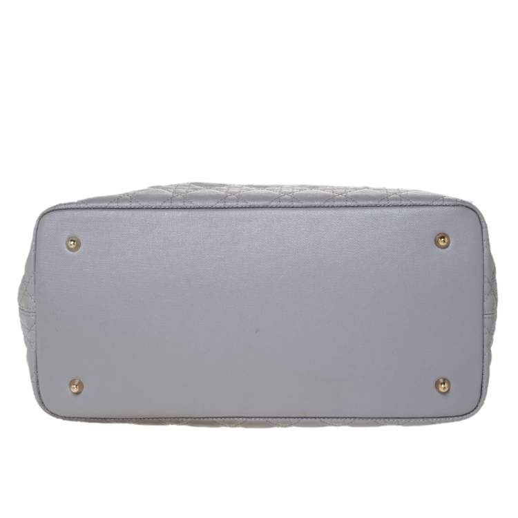 Pre Owned Dior Grey Coated Canvas and Leather Medium Panarea Shopper Tote