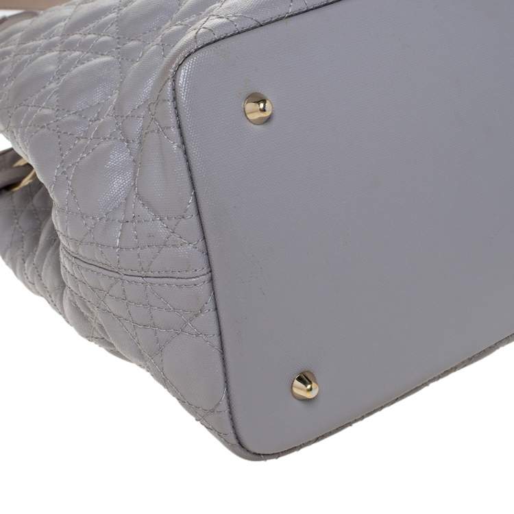 Pre Owned Dior Grey Coated Canvas and Leather Medium Panarea Shopper Tote