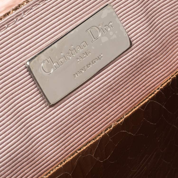 Pre Owned Dior Metallic Peach Cannage Patent Leather Stardust Backpack