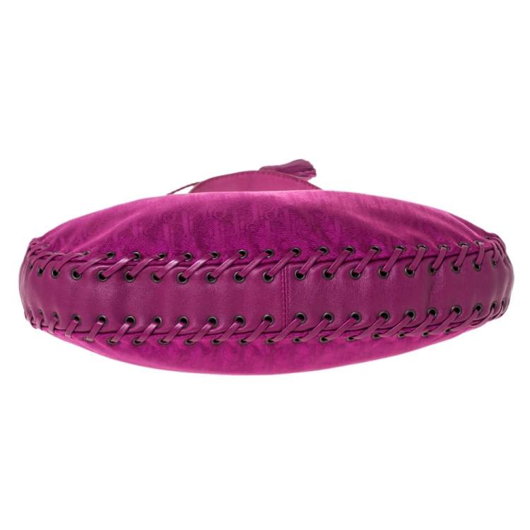 Pre Owned Dior Magenta Oblique Canvas and Leather Ethnic Hobo