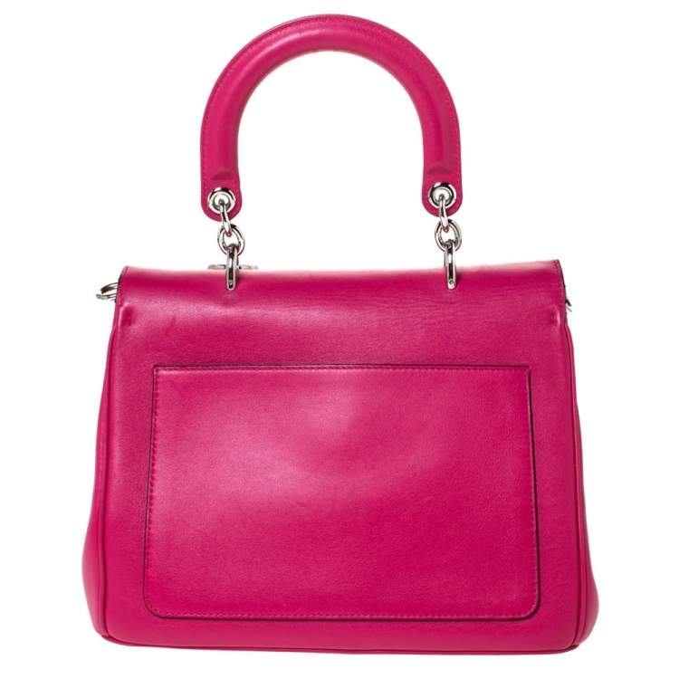 Pre Owned Dior Magenta Leather Be Dior Flap Bag