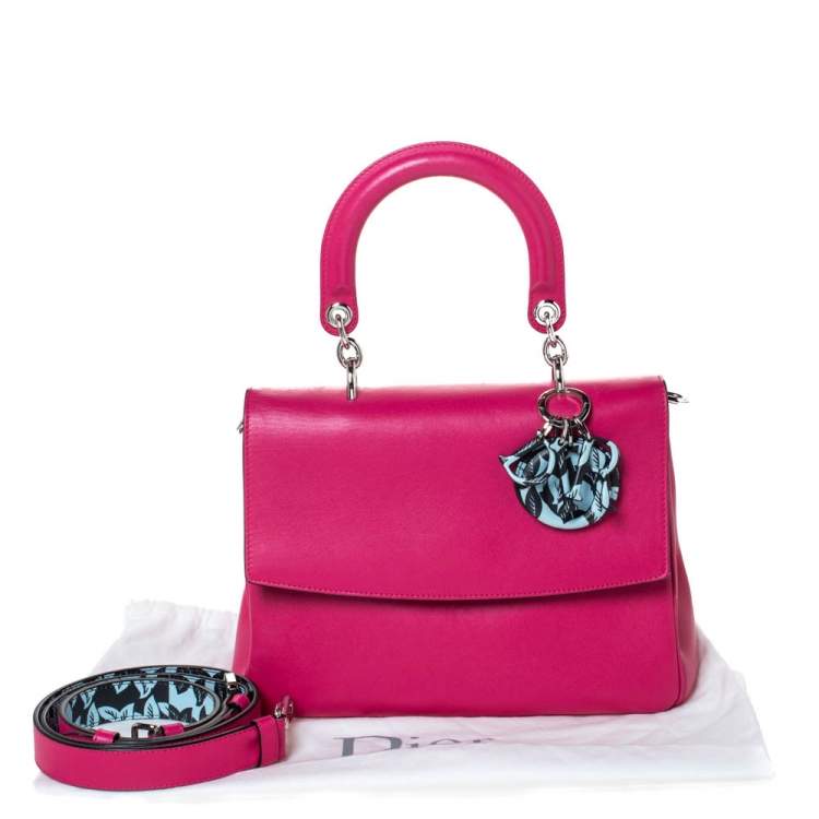 Pre Owned Dior Magenta Leather Be Dior Flap Bag