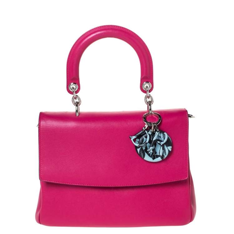 Pre Owned Dior Magenta Leather Be Dior Flap Bag