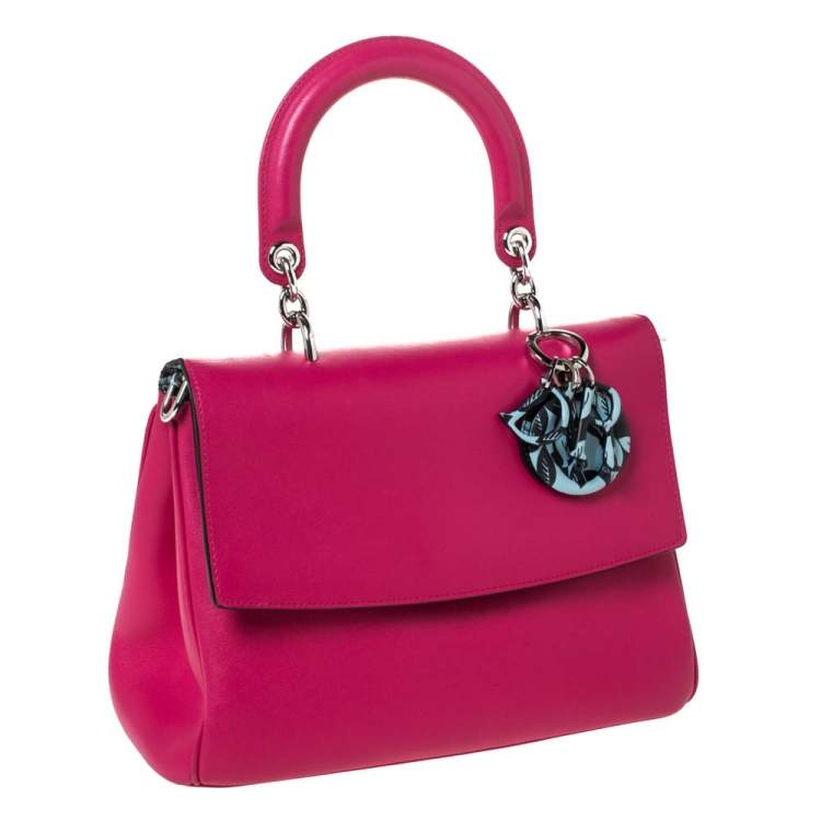 Pre Owned Dior Magenta Leather Be Dior Flap Bag