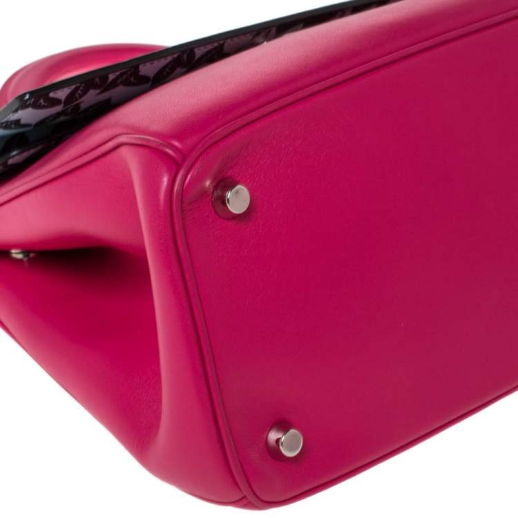 Pre Owned Dior Magenta Leather Be Dior Flap Bag