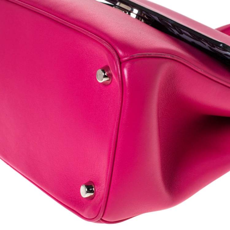 Pre Owned Dior Magenta Leather Be Dior Flap Bag