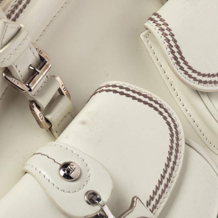 Pre Owned Dior White Leather Detective Satchel
