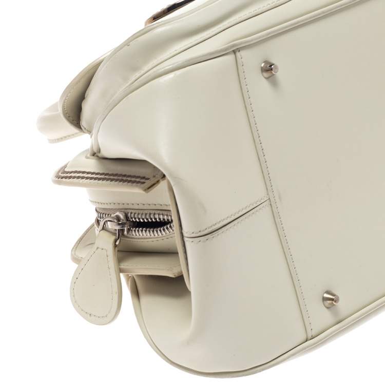 Pre Owned Dior White Leather Detective Satchel