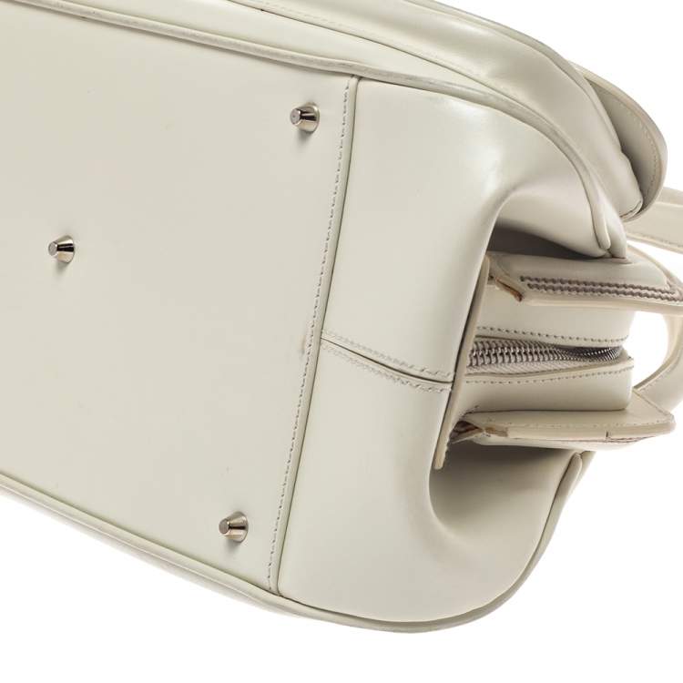 Pre Owned Dior White Leather Detective Satchel