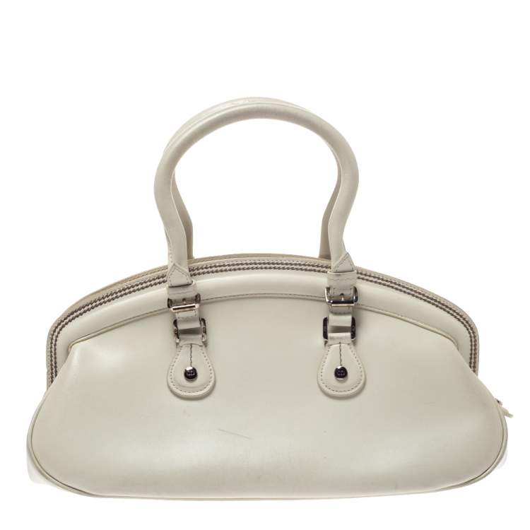 Pre Owned Dior White Leather Detective Satchel